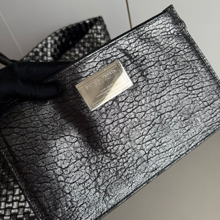 Bottega Veneta Cabat Maxi Intreccio Leather Tote Bag Metallic 50cm