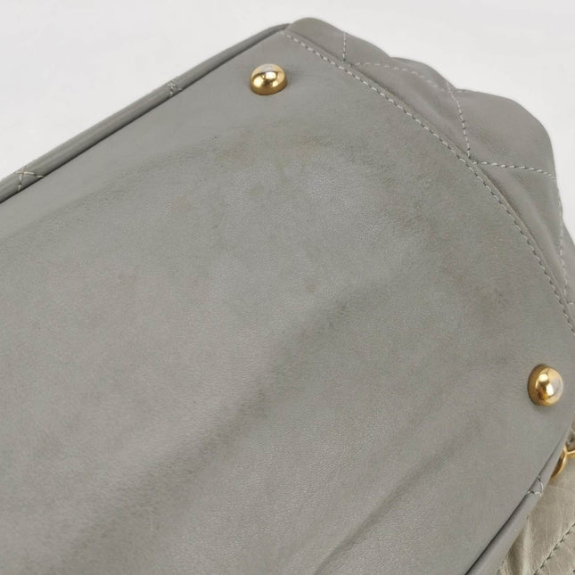 Sold Chanel 2012 In The Mix Shopping Tote Bag with Handle Grey Quilted Leather