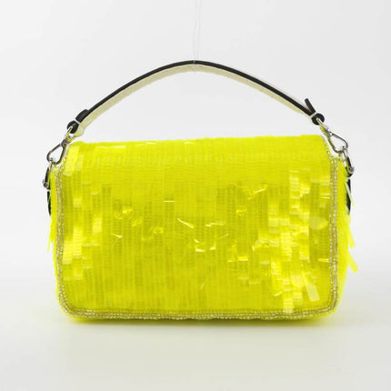 Sold Fendi Baguette Mini Neon Lime Green Sequins Chain Strap Crossbody Bag