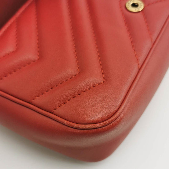 Sold Gucci Marmont Super Mini Flap Leather Bag Red Leather