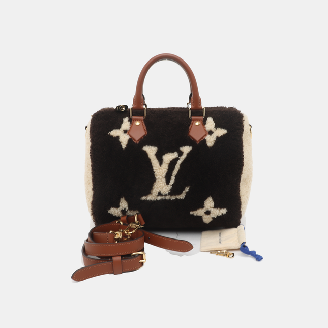 Louis Vuitton Speedy Bandouliere 25 Teddy Shearling Giant Monogram Crossbody Bag