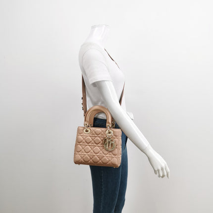 Sold Lady Dior Small My AbcDior 2019 Beige Silk Handbag Crystal Charms