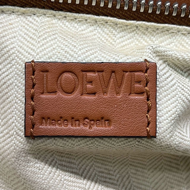 Loewe Puzzle Small Leather Woven Caramel Tan Crossbody Bag