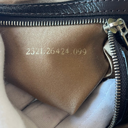 FENDI Baguette Beige Grey Silk Satin with Crystal Buckle Shoulder Bag