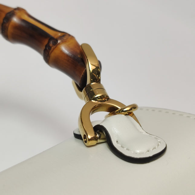 Gucci Bamboo 1947 Top Handle Bag Small White Box Leather Canvas Strap