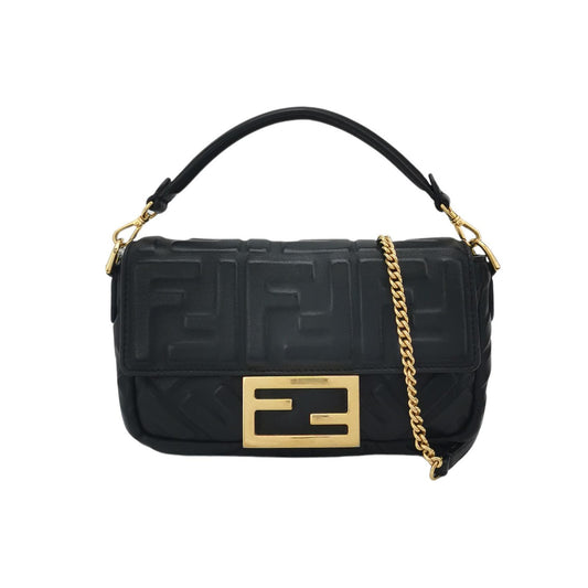 Fendi Baguette Mini Black Nappa Leather Crossbody Bag-Luxbags