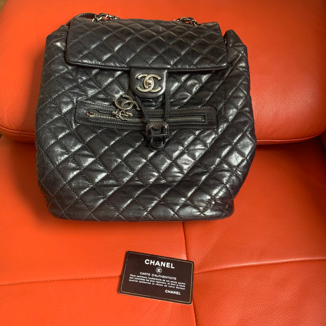 Chanel Duma Quilted Mountain Backpack Lambskin Leather Black Silver Hardware, 2015-2016