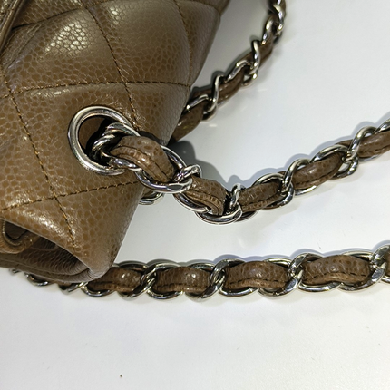 Chanel Classic Flap Jumbo 2012 Coffee Brown Caviar Leather Double Flap Silver Hardware
