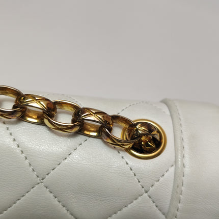 Chanel Diana CC Flap Bag Small Vintage White Lambskin Leather with 24k Gold HW, 1989-1991