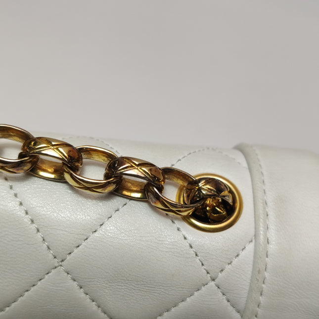 Chanel Diana CC Flap Bag Small Vintage White Lambskin Leather with 24k Gold HW, 1989-1991