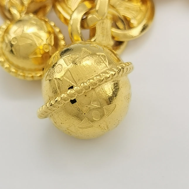 Celine 1990s Vintage Gold-tone Triomphe Planet Link Charm Bracelet