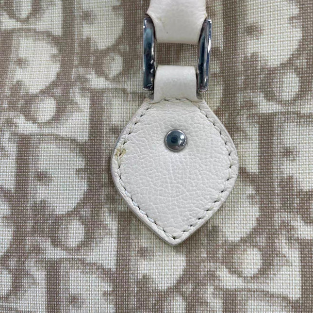 Dior Boston Bowling Bag White Oblique Monogram Canvas With Flower Embroidery