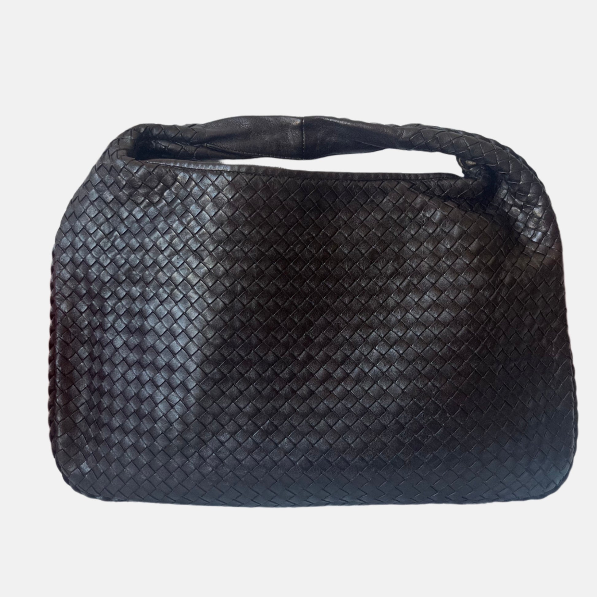 Bottega Veneta Intrecciato Hobo Bag Medium Dark Chocolate Brown Lambskin leather 45cm-Luxbags