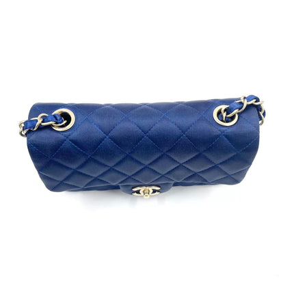 Chanel Classic Flap Mini 2013 Blue Silk Satin Gold Hardware