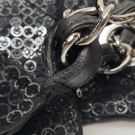 Chanel Black Mesh and Sequins Jumbo Maxi Classic Flap Silver Hardware 2008