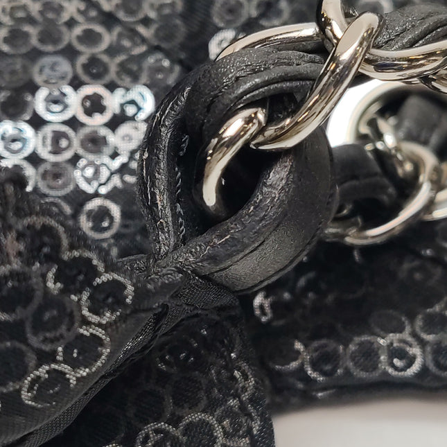 Chanel Black Mesh and Sequins Jumbo Maxi Classic Flap Silver Hardware 2008