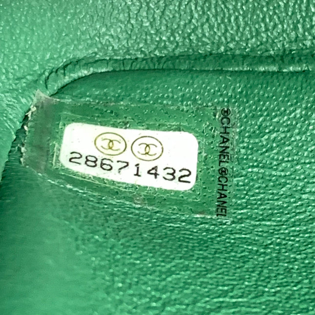 Chanel Classic Flap Mini Square Dark Green Lambskin Crossbody Bag Full Set, 2019