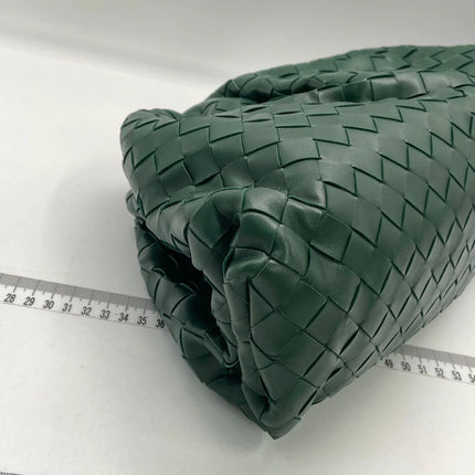 Bottega Veneta Pouch Large Intrecciato Dark Green Calfskin Leather Clutch