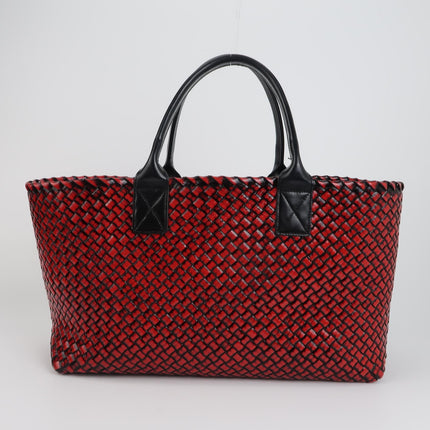 Bottega Veneta Cabat Large Intreccio Burgundy Patent Leather 40cm
