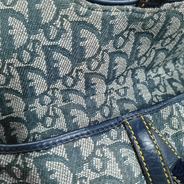 Dior Saddle Vintage Navy Oblique with Multicolor Silk Lining