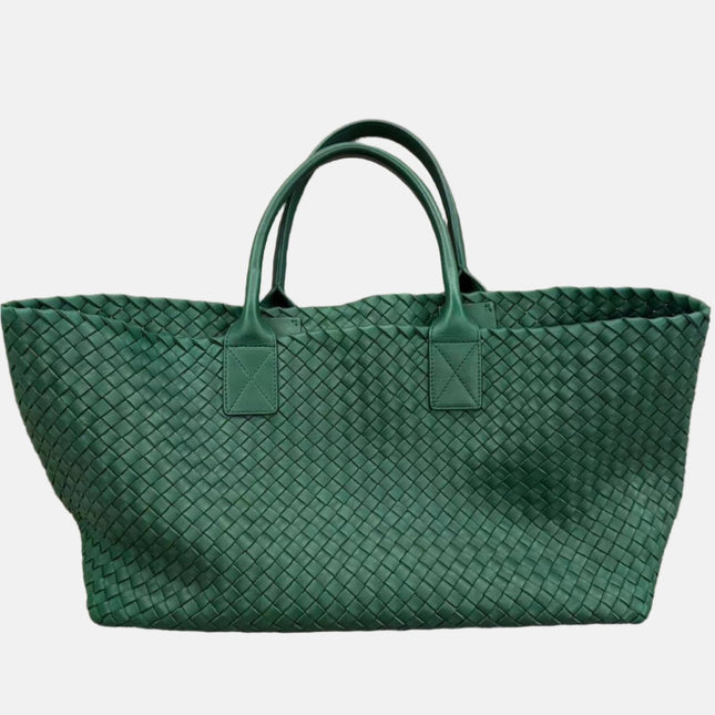 Bottega Veneta Cabat Large Intreccio Leather Tote Bag Dark Green with Pouch 40cm-Luxbags