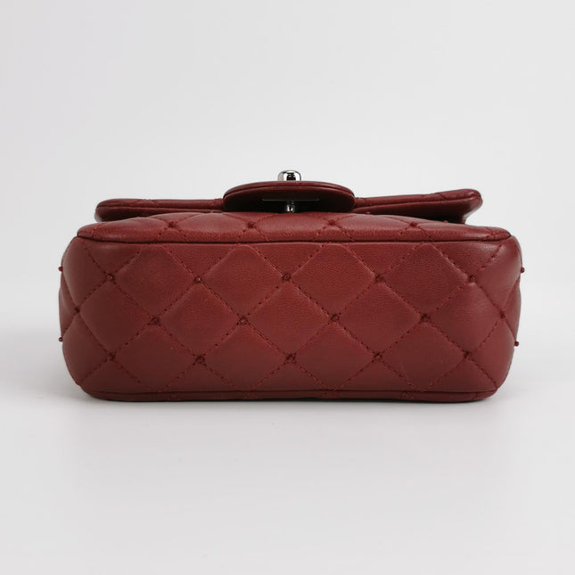 Chanel Seasonal Flap Mini Burgundy Lambskin Leather With Beads