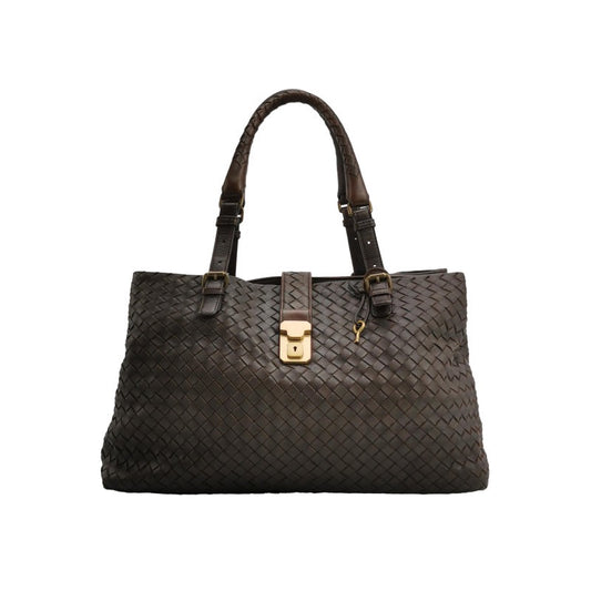 Bottega Veneta Roma Tote Intrecciato Lambskin Leather Dark Chocolate Brown 40cm-Luxbags