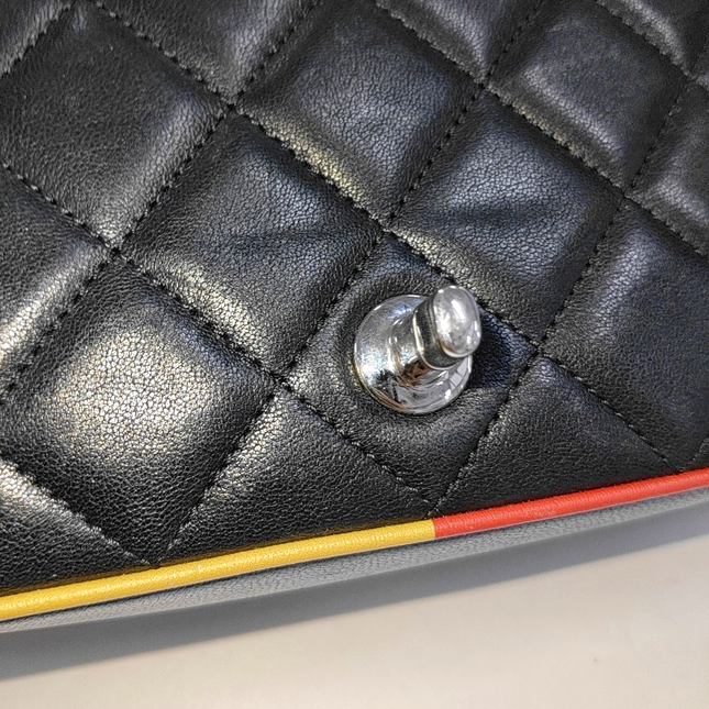 Chanel Timeless Classic Flap Lambskin Plexiglass Quilted Small Cuba Color Flap Black with Multicolor Trim