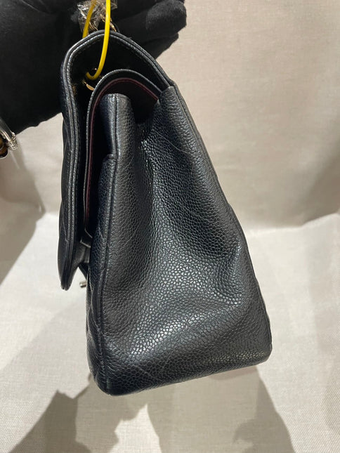 Chanel Classic Flap Jumbo 2012 Black Caviar Leather Double Flap Gold Hardware
