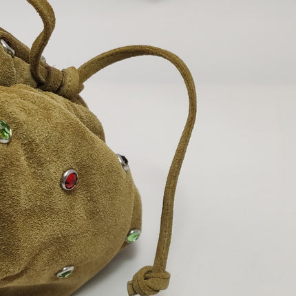 Bottega Veneta Pouch Mini Brown Suede with Multicolor Gems