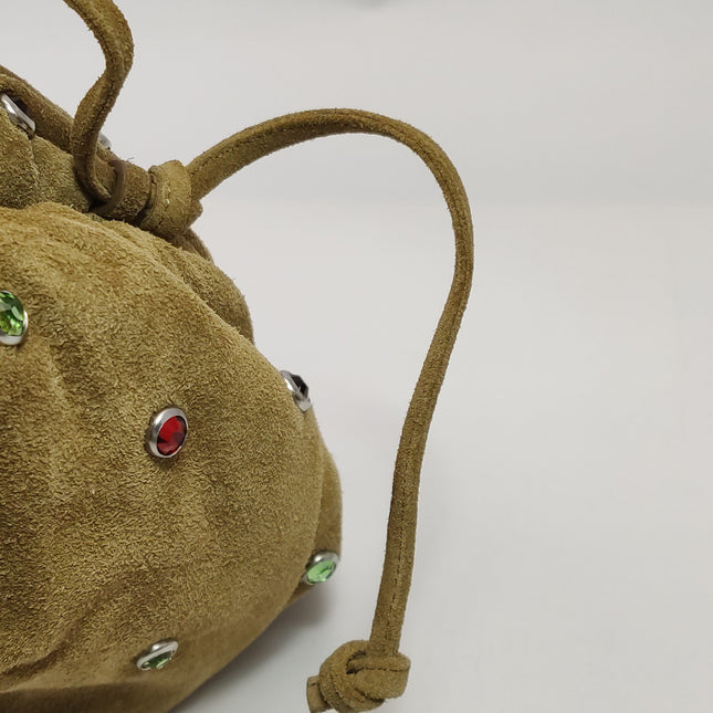 Bottega Veneta Pouch Mini Brown Suede with Multicolor Gems