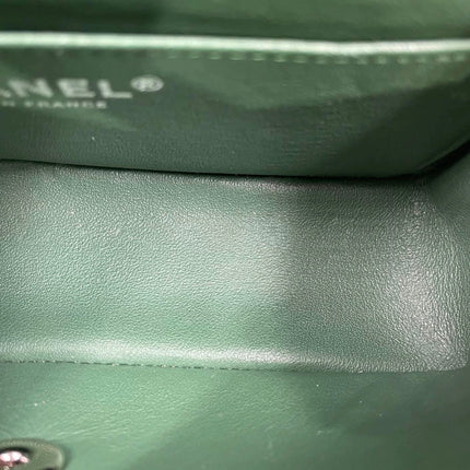 Chanel Classic Flap Mini 2019 Green Lambskin Leather Silver Hardware