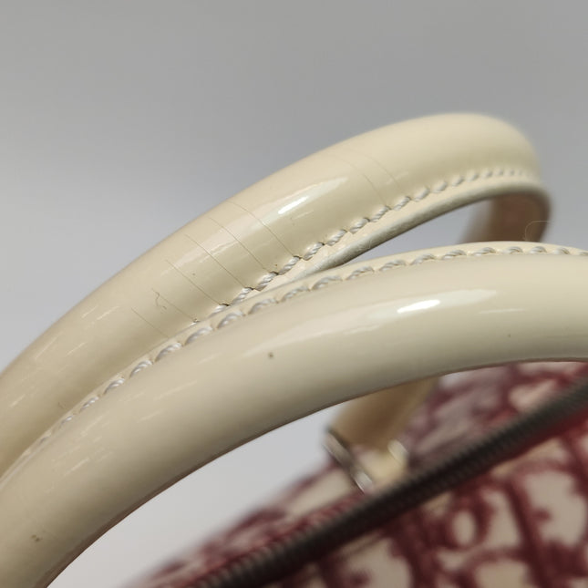 Dior No. 1 Rasta Trotter Bowling Bag Red Oblique Canvas White Patent Leather