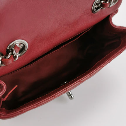 Chanel Seasonal Flap Mini Burgundy Lambskin Leather With Beads