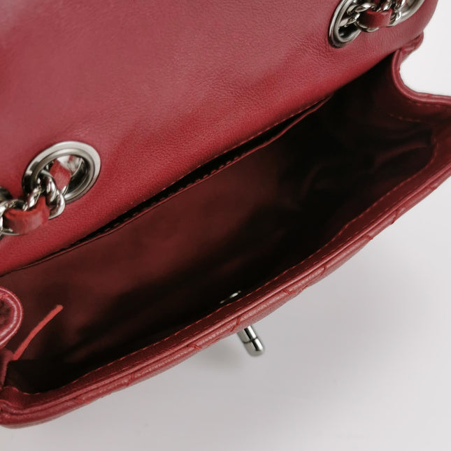 Chanel Seasonal Flap Mini Burgundy Lambskin Leather With Beads