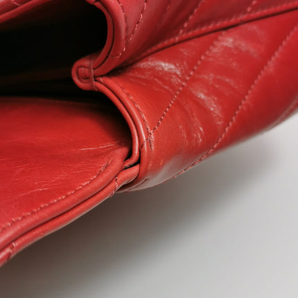 Chanel Coco Handle Small Red Lambskin Leather Chevron Stitching Gold Hardware, 2017-18