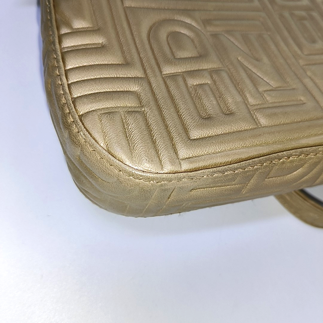 Fendi Baguette 1997 Re-edition 3D Embossed Gold Leather Shoulder bag