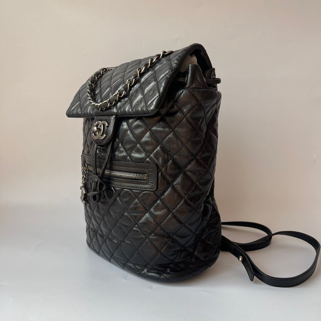 Chanel Duma Quilted Mountain Backpack Lambskin Leather Black Silver Hardware, 2015-2016