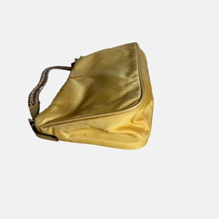 Prada Chain Shoulder Bag Nylon Yellow with Gold-tone Chain