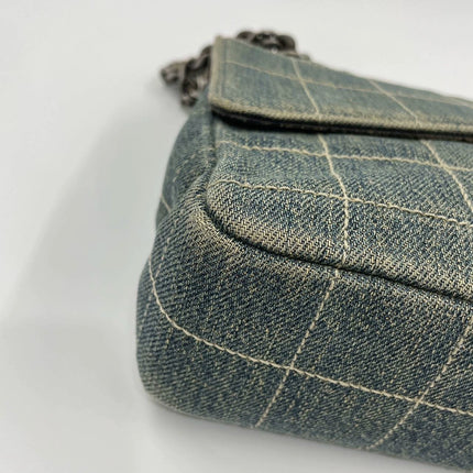 Chanel Ice Cube Chocolate Bar Medium Classic Flap Denim Green