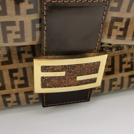Sold Fendi Baguette Zucchino Monogram Brown Patent Leather