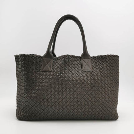 Sold Bottega Veneta Cabat Large Intreccio Leather Tote Bag Dark Chocolate Brown with Pouch