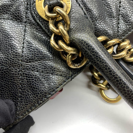 Chanel Shiva Tote Black Quilted Shiny Caviar Leather Gold Hardware
