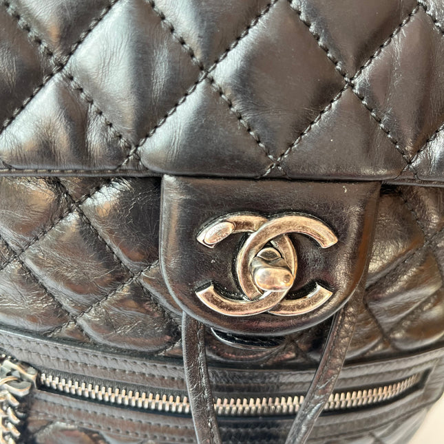 Chanel Duma Quilted Mountain Backpack Lambskin Leather Black Silver Hardware, 2015-2016