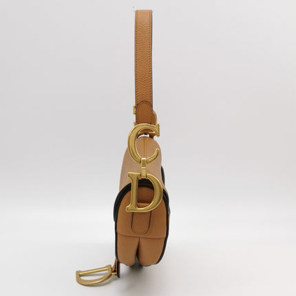 Dior Saddle 2021 Medium Tan Brown Grained Calfskin Leather Bag
