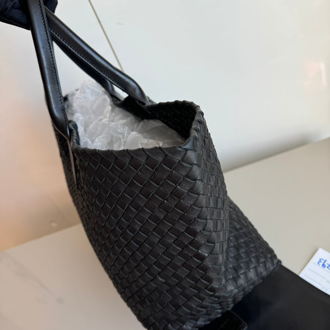 Sold Bottega Veneta Cabat Large Intreccio Leather Tote Bag Black 40cm