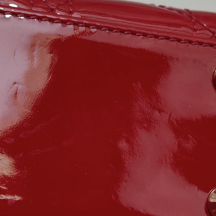 Lady Dior Mini 2019 Red Patent Leather Gold-tone Chain Strap