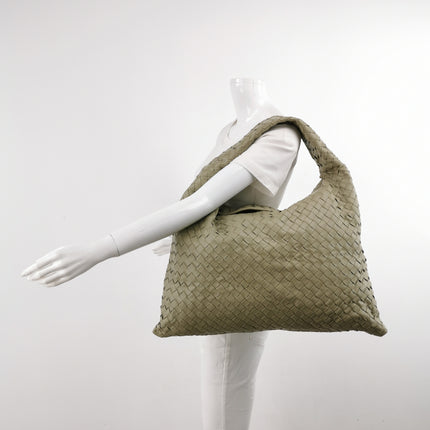 Bottega Veneta Hop Large Leather Travertine Pale Green Hobo Bag
