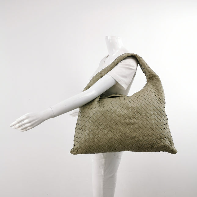 Bottega Veneta Hop Large Leather Travertine Pale Green Hobo Bag
