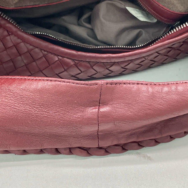 Sold Bottega Veneta Belly Hobo Intrecciato Burgundy Ancora Red Medium 45cm